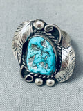 Tc Exceptional Vintage Native American Navajo Morenci Turquoise Sterling Silver Ring