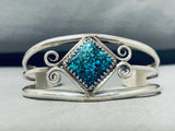 Classic Native American Navajo Spiderweb Turquoise Sterling Silver Bracelet-Nativo Arts