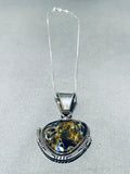 Hypnotic Crazy Native American Navajo Tiger Blue Eye Sterling Silver Necklace-Nativo Arts