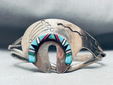 Detailed Vintage Native American Navajo Bear Inlay Sterling Silver Bracelet-Nativo Arts