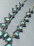 Authentic Vintage Native American Navajo Rare Turquoise Sterling Silver Squash Blossom Necklace-Nativo Arts