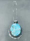Vintage Native American Navajo J. Piaso Easter Blue Turquoise Sterling Silver Pendant Necklace-Nativo Arts