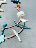 Breathtaking Vintage Native American Zuni Turquoise Coral Shell Fetishes Heishi Necklace-Nativo Arts
