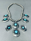 Rare Carviso Family Vintage Native American Navajo Turquoise Sterling Silver Necklace-Nativo Arts