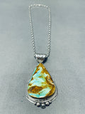 Appealing Native American Navajo Royston Turquoise Sterling Silver Necklace-Nativo Arts