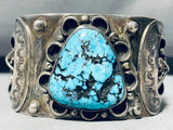 Heavy 103 Gram Vintage Native American Navajo Blue Diamond Turquoise Sterling Silver Bracelet-Nativo Arts