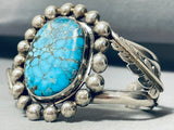 One Of The Finest Vintage Native American Navajo Blue Diamond Turquoise Sterling Silver Bracelet-Nativo Arts