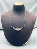 Unforgettable Vintage Native American Navajo Blue Gem Turquoise Sterling Silver Necklace-Nativo Arts