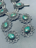432 Grams San Felipe Green Turquoise Sterling Silver Squash Blossom Necklace-Nativo Arts