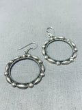 Amazing Vintage Native American Navajo Sterling Silver Beads Hoop Earrings-Nativo Arts