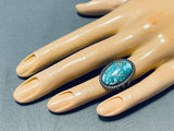 Vibrant Vintage Native American Navajo Carico Lake Turquoise Sterling Silver Ring-Nativo Arts