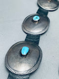 Early Hand Tooled Vintage Native American Navajo Turquoise Sterling Silver Concho Belt-Nativo Arts
