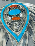 One Of The Biggest Most Crazy Vintage Navajo Turquoise Sterling Silver Necklace-Nativo Arts