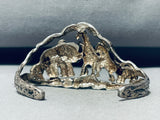 Hippo Tiger Vintage Sterling Silver Animal Bracelet Cuff!!-Nativo Arts
