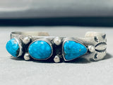 Superior Vintage Native American Navajo Carico Lake Turquoise Sterling Silver Bracelet-Nativo Arts