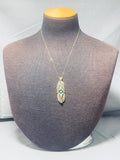 Ornate Vintage Native American Navajo Royston Turquoise Sterling Silver 12ktgf Necklace-Nativo Arts
