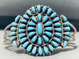Majestic Native American Zuni Sleeping Beauty Turquoise Cluster Sterling Silver Bracelet-Nativo Arts