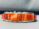 7.5 Inch Wrist Vintage Native American Navajo Spiny Oyster Shell Sterling Silver Bracelet-Nativo Arts