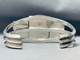 Superior Native American Navajo Squared Turquoise Sterling Silver Bracelet Cuff-Nativo Arts