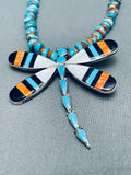 One Of The Most Beautiful Native American Zuni Turquoise Butterfly Sterling Silver Necklace-Nativo Arts