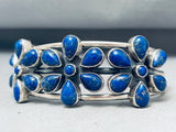 Splendid Vintage Native American Navajo Lapis Florals Sterling Silver Bracelet-Nativo Arts