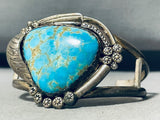 One Of The Best Vintage Native American Navajo #8 Turquoise Sterling Silver Bracelet Old-Nativo Arts