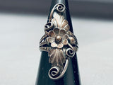 Swirling Leaf Works Vintage Native American Navajo Sterling Silver Ring-Nativo Arts