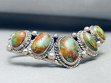 Rare Vintage Native American Navajo Chunky Green Turquoise Sterling Silver Bracelet-Nativo Arts