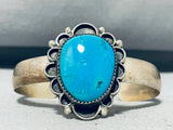 Stunning Vintage Native American Navajo Blue Gem Turquoise Sterling Silver Bracelet-Nativo Arts