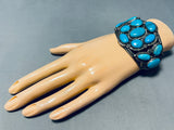 Coils Cluster Vintage Native American Navajo Fat Turquoise Sterling Silver Bracelet-Nativo Arts