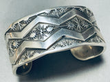 Heavy 121 Grams Lightning Bolt Vintage Native American Navajo Sterling Silver Bracelet-Nativo Arts