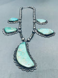 One Of The Best Ever Vintage Native American Navajo Turquoise Chunk Sterling Silver Necklace-Nativo Arts