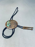 One Of A Kind Vintage Native American Navajo Royston Turquoise Copper Bolo Tie-Nativo Arts