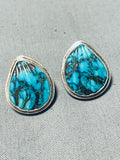 Best Vintage Native American Navajo Mexican Blue Diamond Turquoise Sterling Silver Earrings-Nativo Arts
