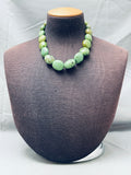 Chunky Dunky Vintage Native American Navajo Green Turquoise Sterling Silver Balls Necklace-Nativo Arts
