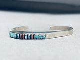 Richy Begay Rare Side Inlay Sterling Silver Vintage Native American Navajo Bracelet Cuff-Nativo Arts