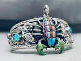 One Of The Most Detailed Ever Vintage Turquoise Inlay Sterling Silver Bracelet-Nativo Arts