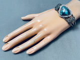 Best Coiled Vintage Native American Navajo Blue Diamond Turquoise Sterling Silver Bracelet-Nativo Arts