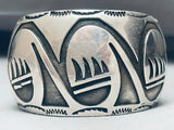 96 Gram Vintage Navajo Swirl Wave Sterling Silver Hand Tooled Bracelet-Nativo Arts