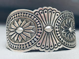 One Of The Most Detailed Vintage Native American Navajo Sterling Silver Concho Bracelet-Nativo Arts