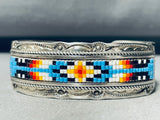 Detaile Dhand Beaded Vintage Native American Navajo Sterling Silver Bracelet-Nativo Arts