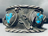 163 Grams!! Vintage Native American Navajo Ashley Monroe Turquoise Sterling Silver Bracelet-Nativo Arts