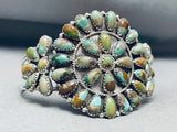 Superior Vintage Native American Navajo Green Turquoise Sterling Silver Cluster Bracelet-Nativo Arts