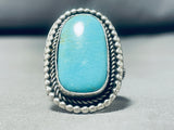 Striking Native American Navajo Signed Blue Gem Turquoise Sterling Silver Huge Ring-Nativo Arts