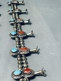191 Grams Vintage Native American Navajo Turquoise Sterling Silver Squash Blossom Necklace-Nativo Arts