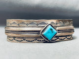 Dean Dixon Vintage Native American Navajo Turquoise Sterling Silver Stamped Bracelet