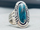 Rare Vintage Native American Navajo Blue Diamond Turquoise Sterling Silver Ring-Nativo Arts