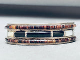 6.5 Inch Wrist Vintage Navajo Heishi Sterling Silver Inlay Bracelet-Nativo Arts