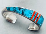 Important 6 Inch Wrist Andy Lee Kirk Inlay Turquoise Sterling Silver Bracelet-Nativo Arts