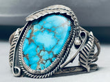 One Of The Best Vintage Native American Navajo Spiderweb Turquoise Sterling Silver Leaf Bracelet-Nativo Arts